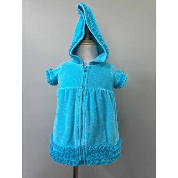 Girls Blue Terry Swimsuit Cover Up Zip Up Dress by Cisco sz 9mo - Picture 1 of 6